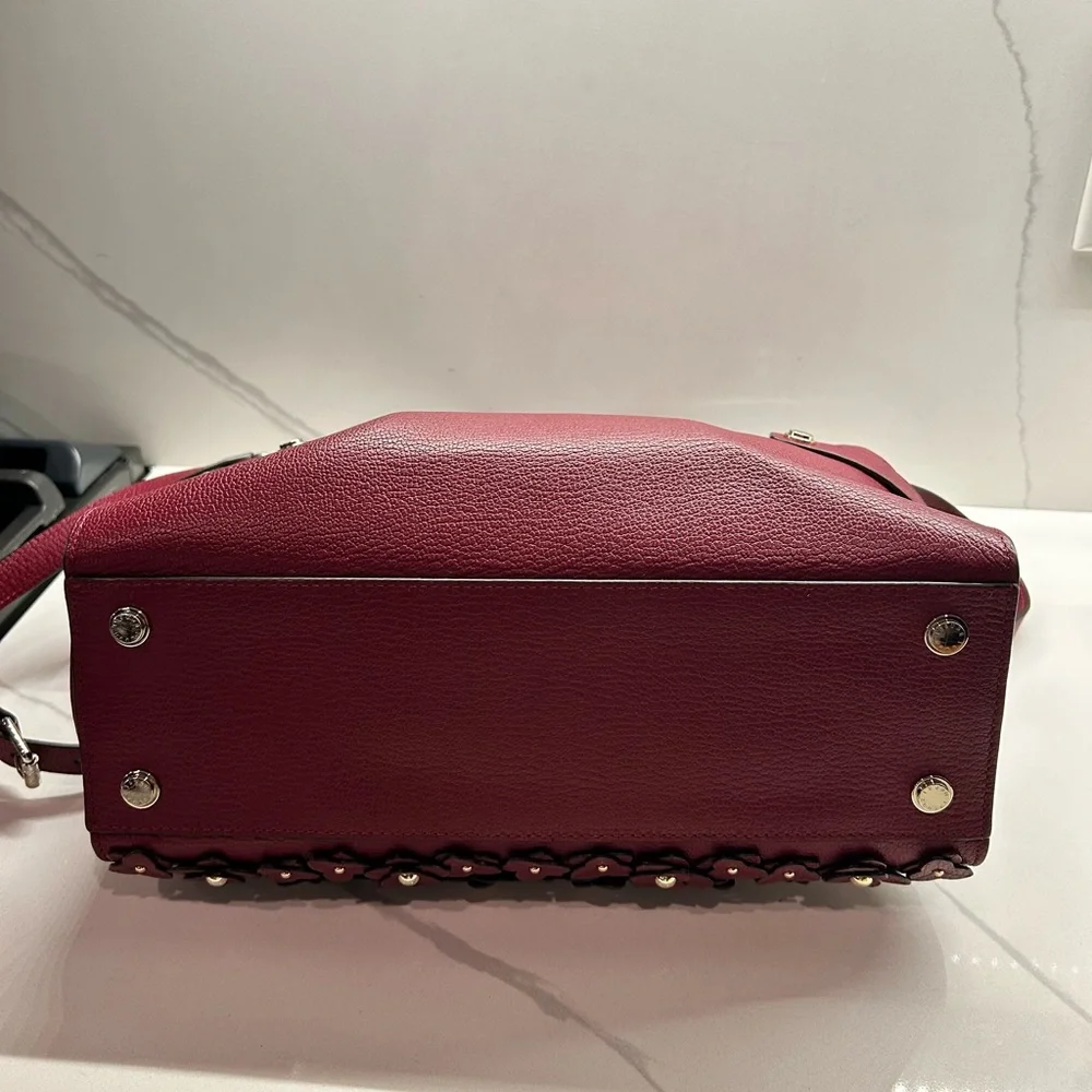 Henri Bendel Burgundy Floral Satchel - Picture 5 of 11